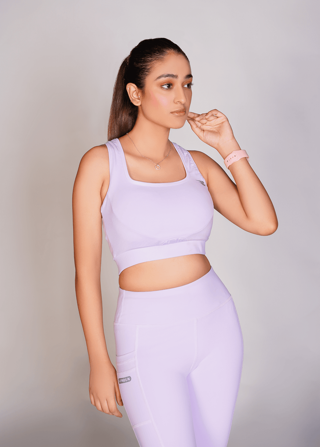 Flexi – Fit Mesh Sports (Sports Bra + Legging) with Pocket - Voilet