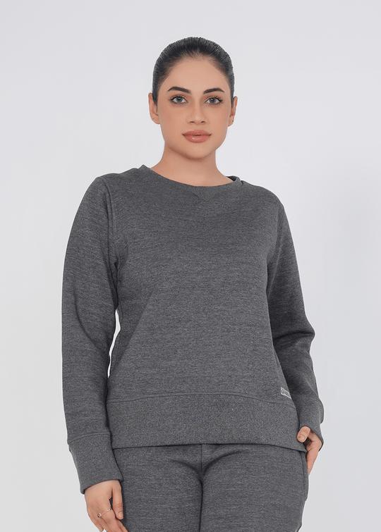 Supreme Round Neck Sweat Shirt - Charcoal