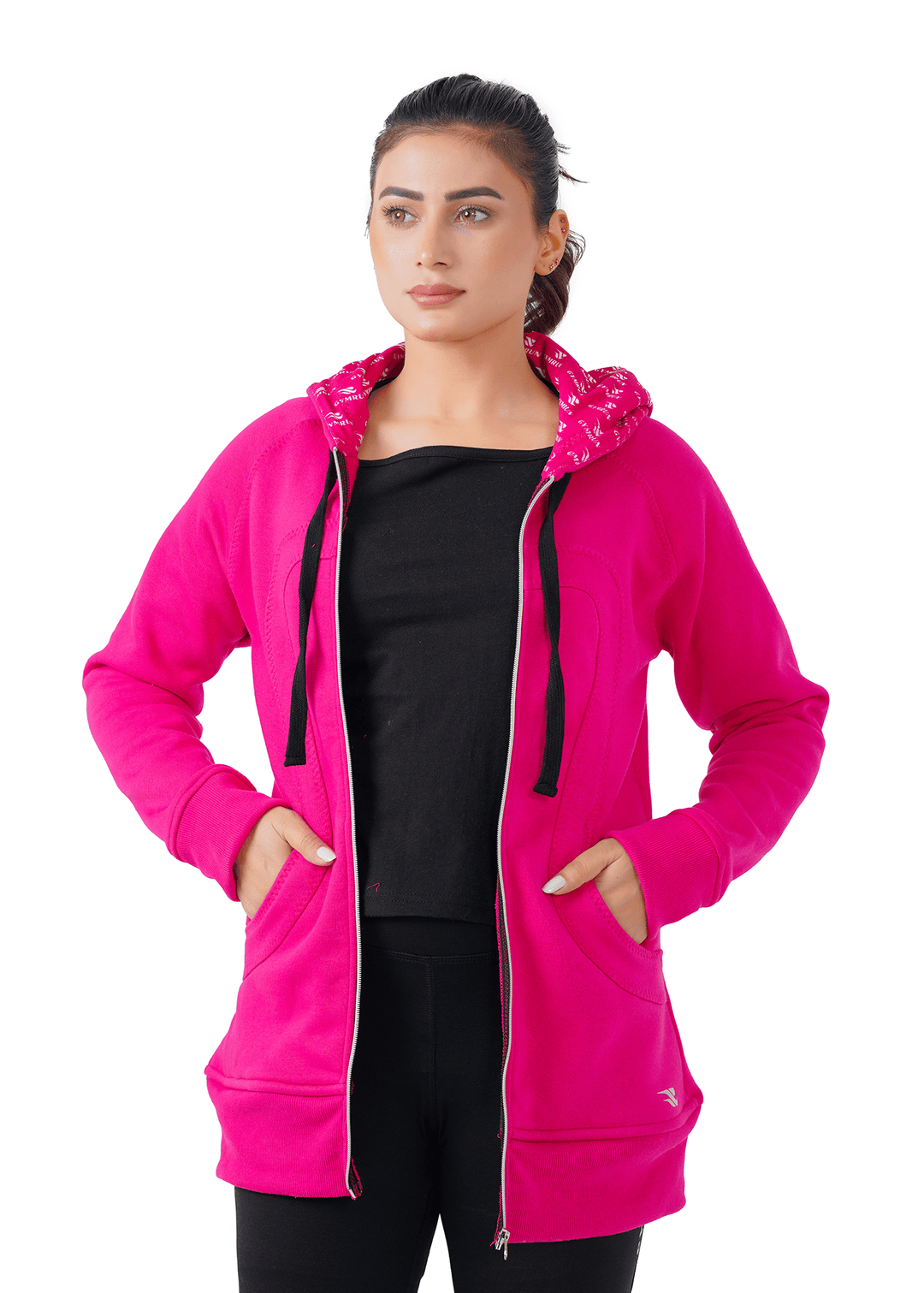 Plush Zippered Hoodie - Pink