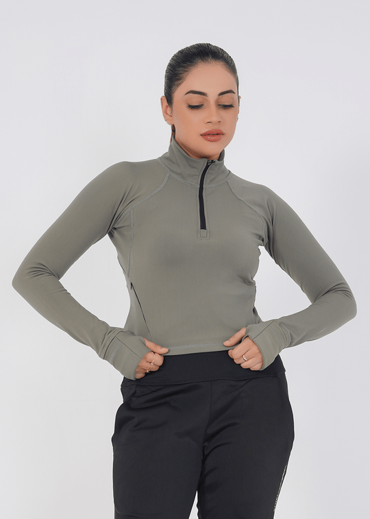 Vital Cropped Jacket Half zipper - Grey