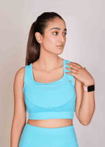 Flexi – Fit Mesh Sports Bra with Pocket - Blue