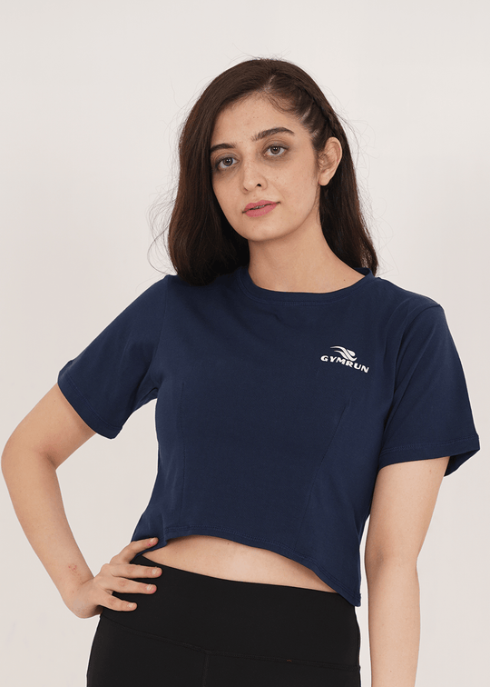 Oversized Crop T-Shirt - Navy