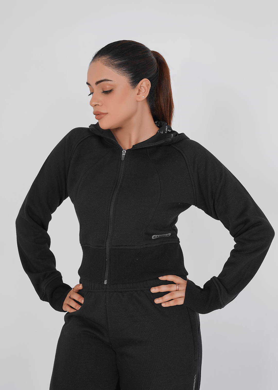 Supreme Cropped Hoodie - Black