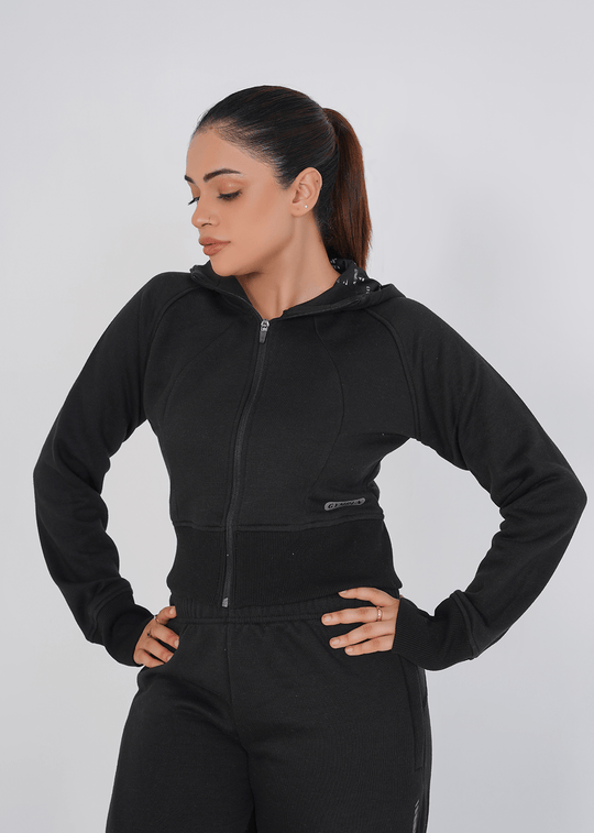 Supreme Cropped Hoodie - Black