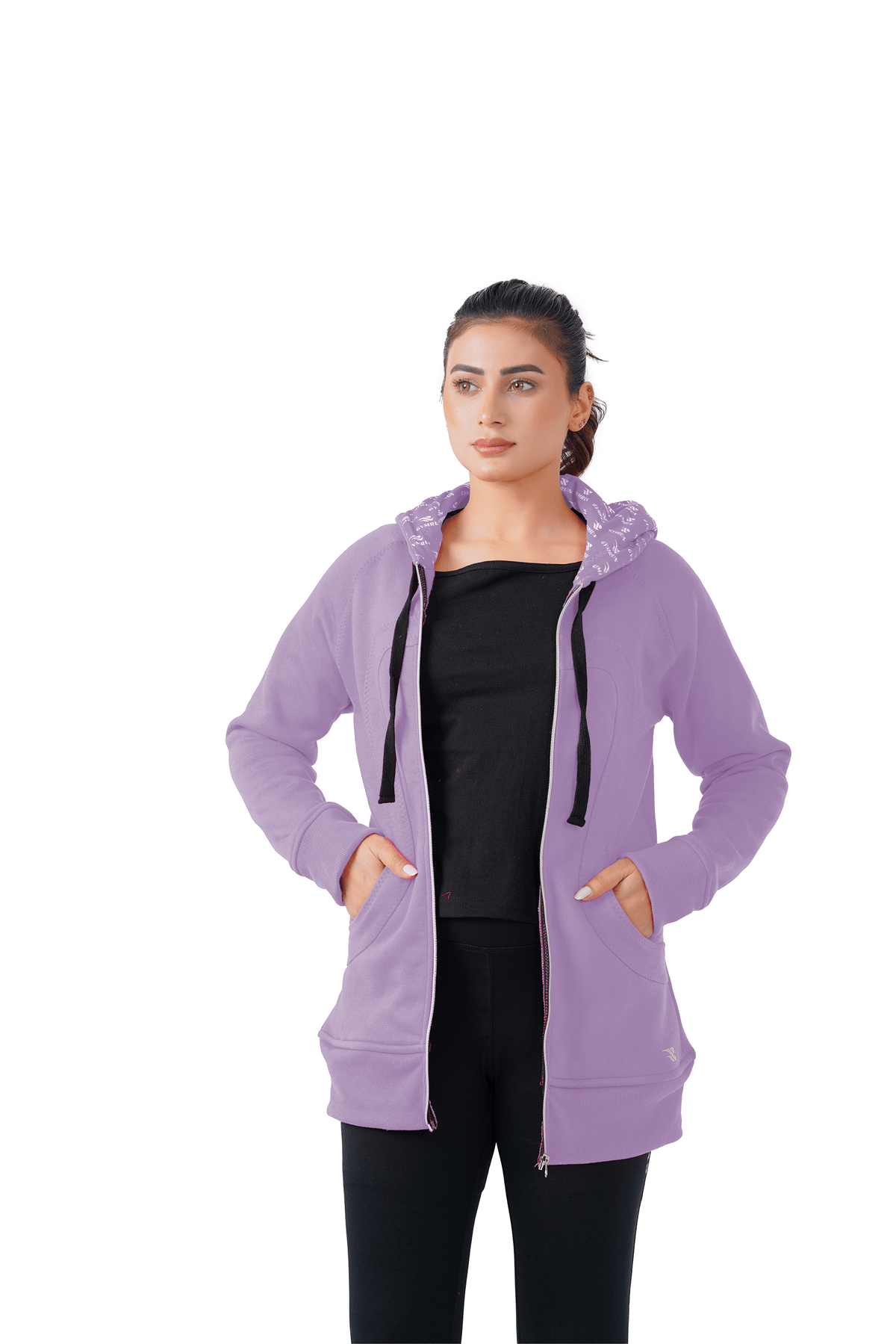 Plush Zippered Hoodie - Purple
