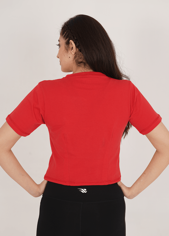 Oversized Crop T-Shirt - Red