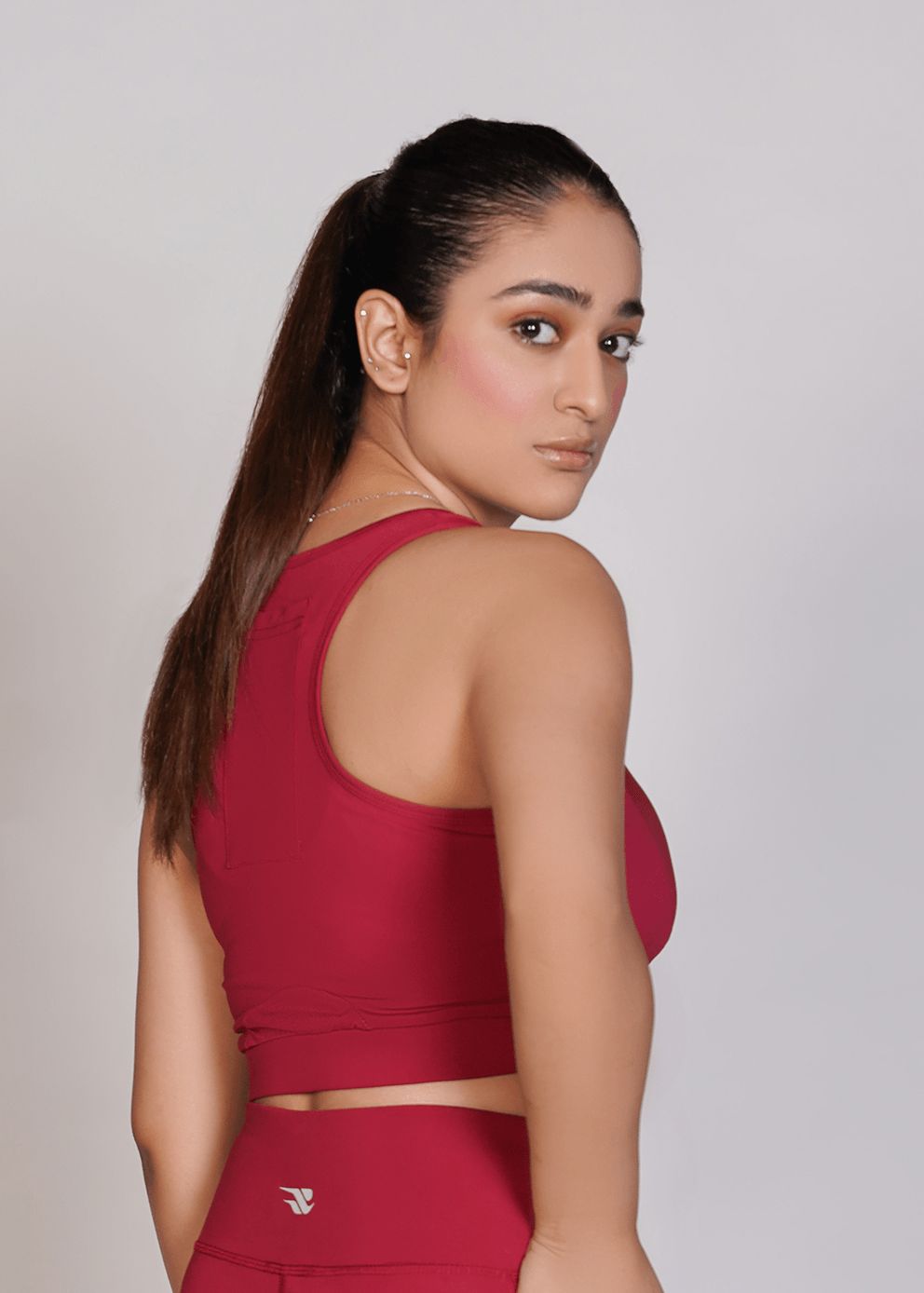 Flexi – Fit Mesh Sports Bra with Pocket - Mehroon