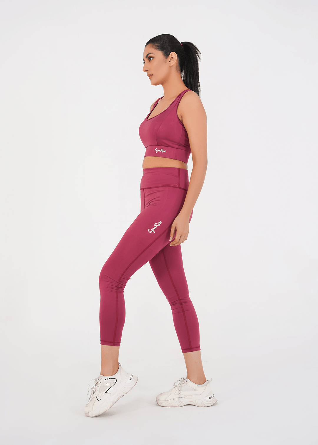 Ladies Basic Performance Sports Bra + Leggings - Deep Plum