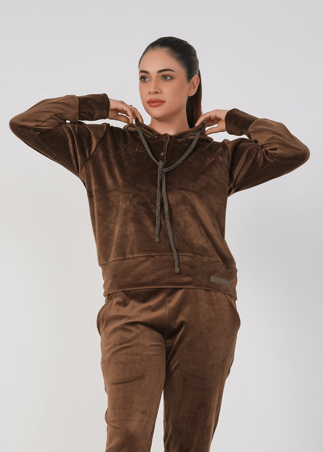 Rib Lounging Hoodie - Brown
