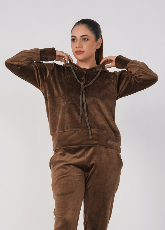 Rib Lounging Hoodie - Brown