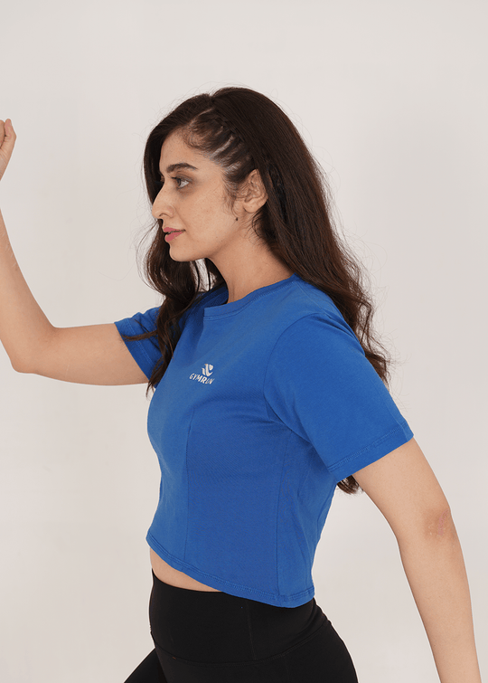 Oversized Crop T-Shirt - Royal Blue