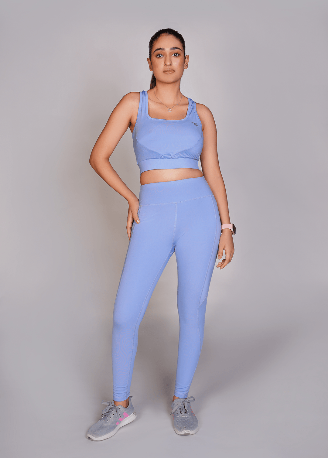 Flexi – Fit Mesh Sports Legging with Pocket - Sky Blue