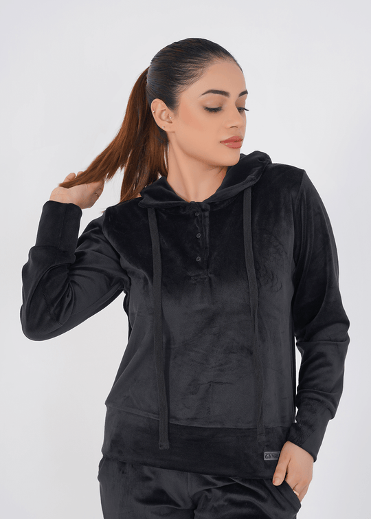 Rib Lounging Hoodie - Black
