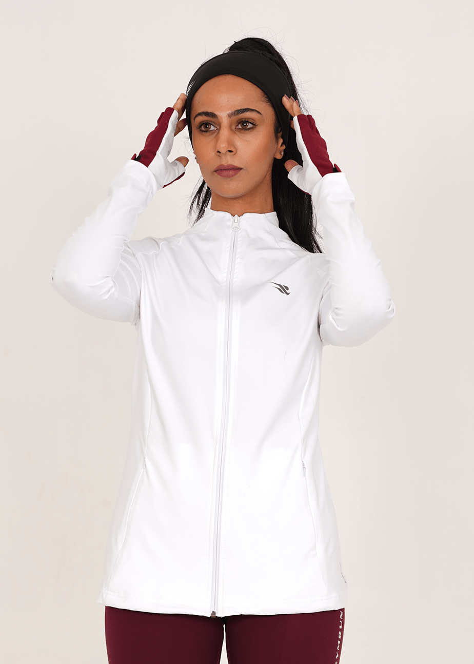 Ladies Compression Zipper - White
