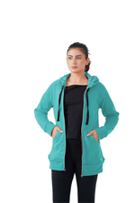 Plush Zippered Hoodie - Teal