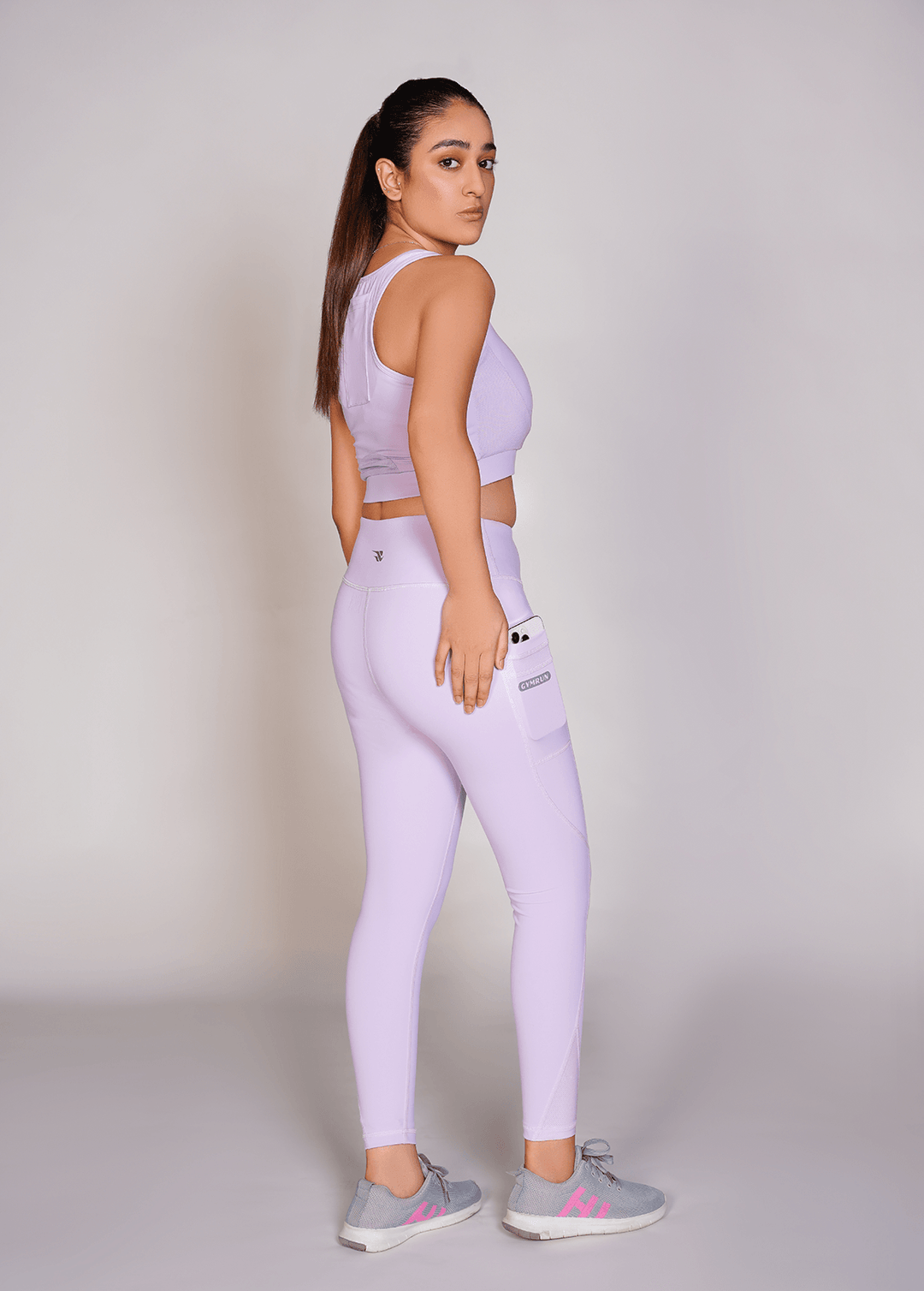 Flexi – Fit Mesh Sports (Sports Bra + Legging) with Pocket - Voilet