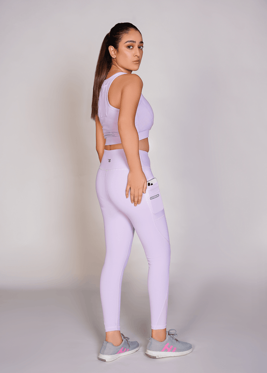 Flexi – Fit Mesh Sports (Sports Bra + Legging) with Pocket - Voilet