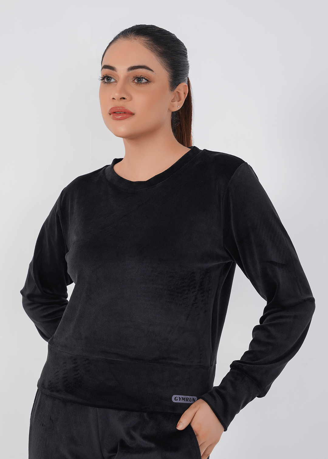 Ribbed velvet Cropped Top - Black