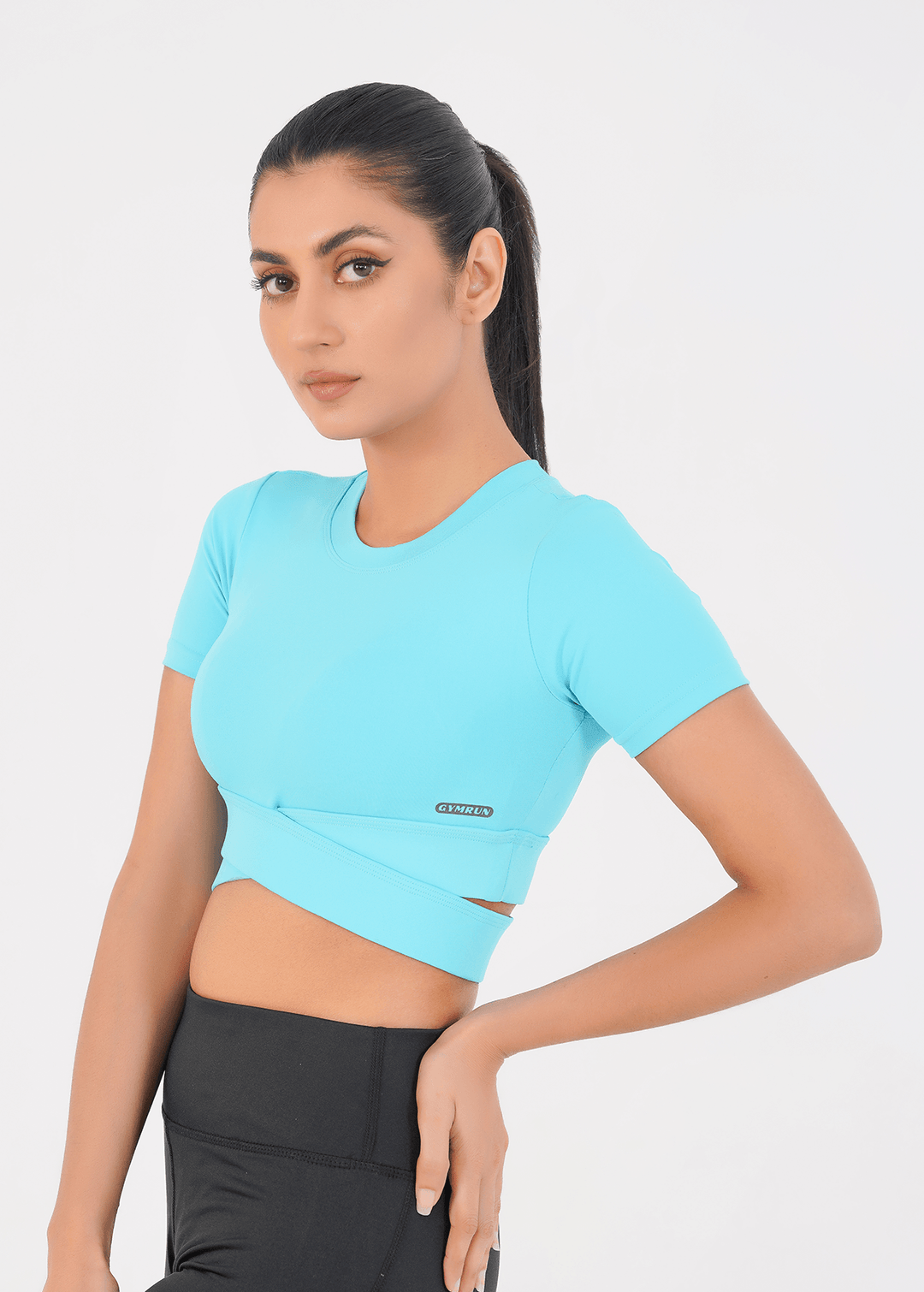 Cropped Wrap Tee - Sky Blue