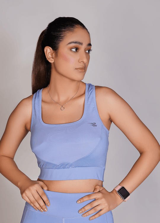Flexi – Fit Mesh Sports Bra with Pocket - Sky Blue