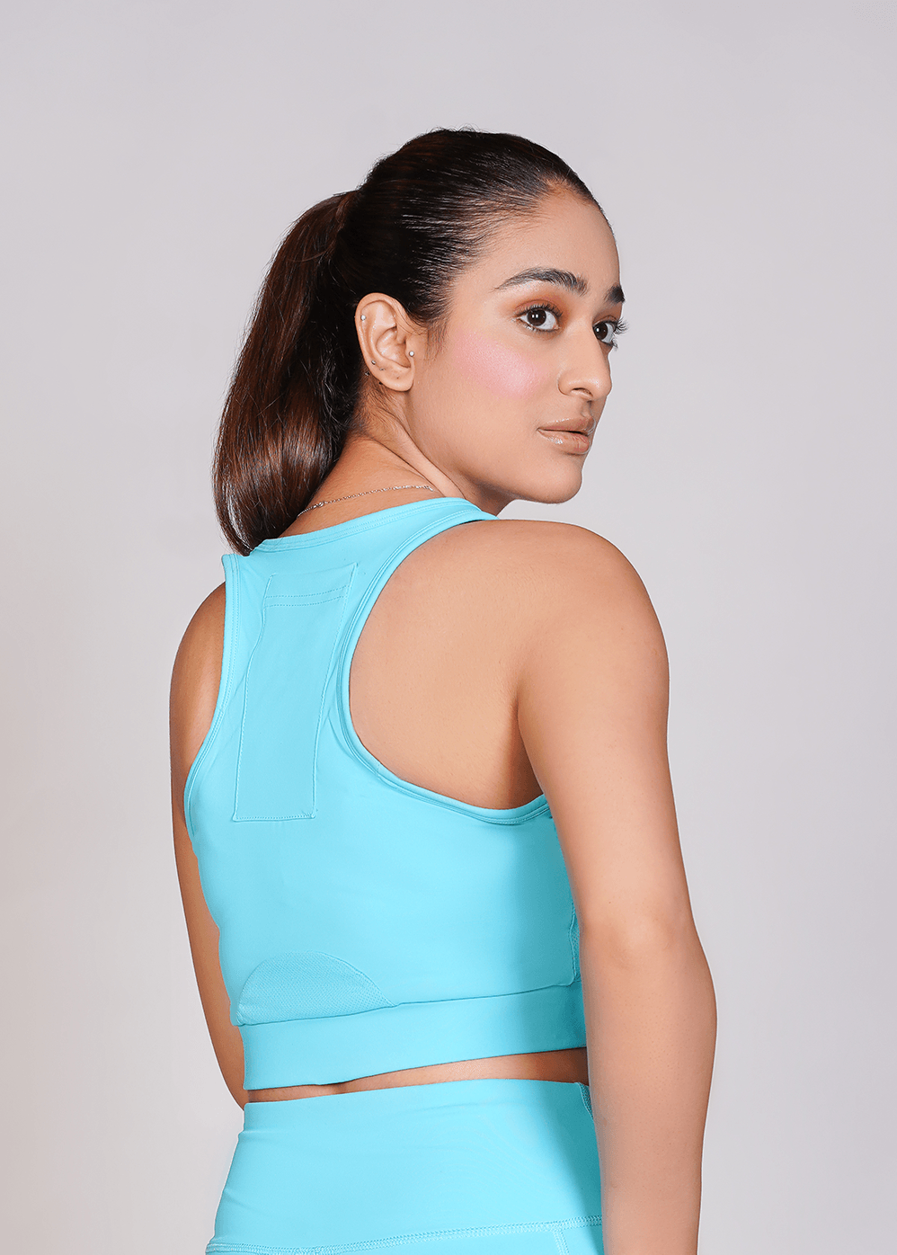 Flexi – Fit Mesh Sports Bra with Pocket - Blue