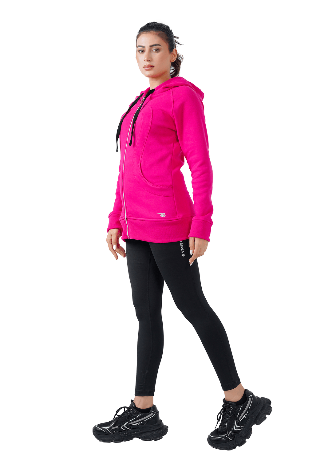 Plush Zippered Hoodie - Pink