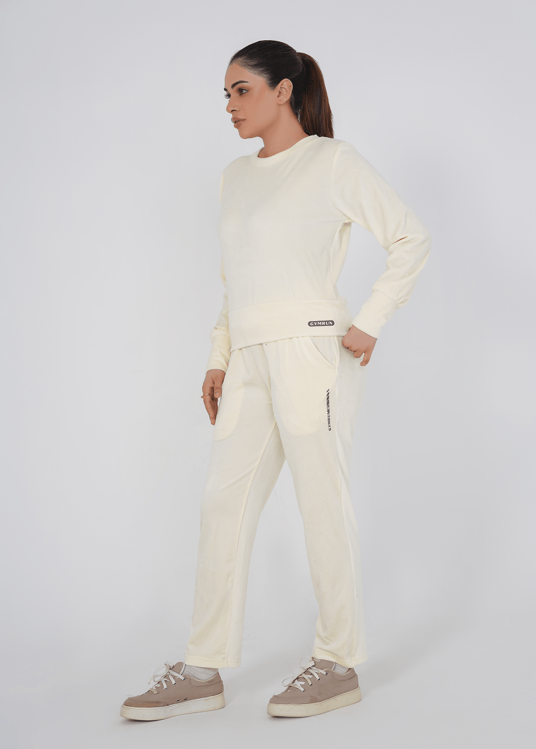 Ribbed velvet Cropped Top - Off White