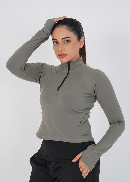 Vital Cropped Jacket Half zipper - Grey