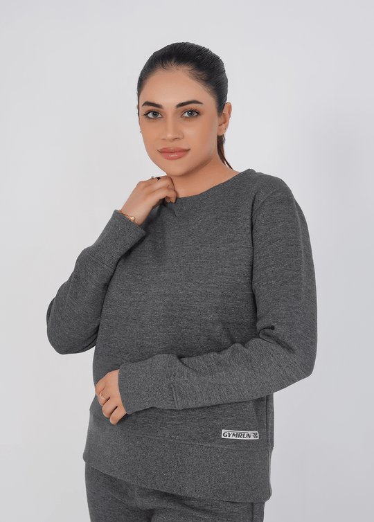 Supreme Round Neck Sweat Shirt - Charcoal