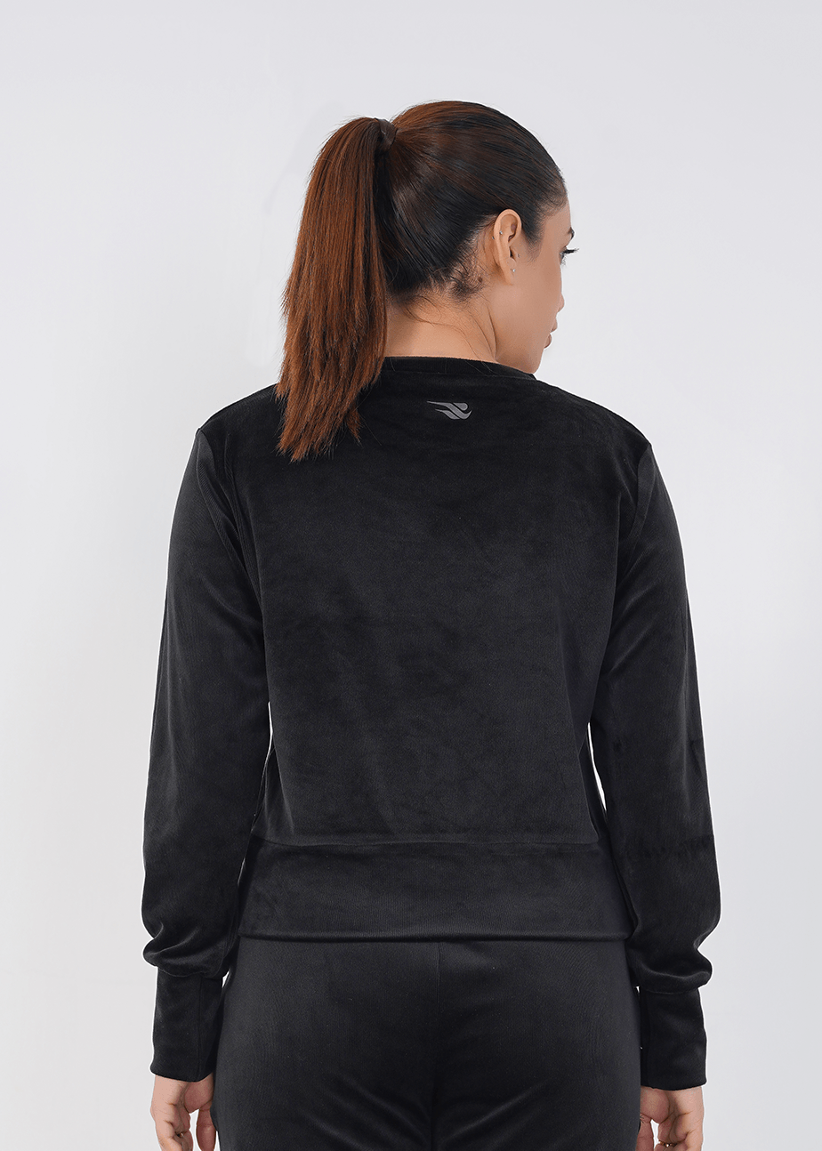 Ribbed velvet Cropped Top - Black