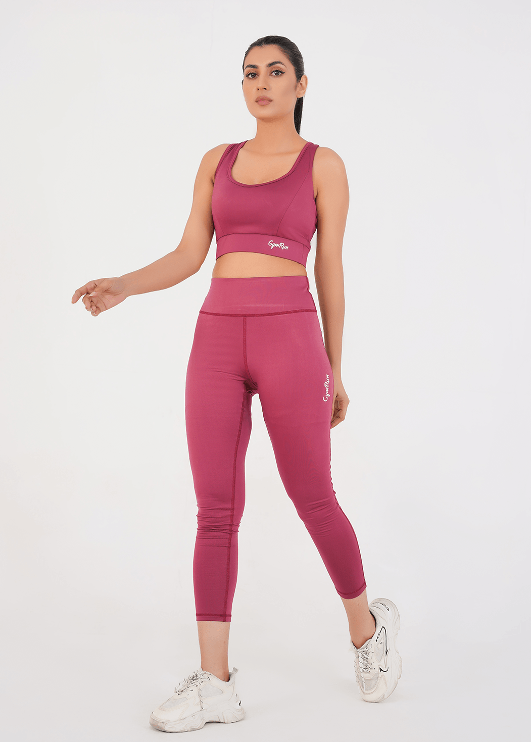 Ladies Basic Performance Sports Bra + Leggings - Deep Plum
