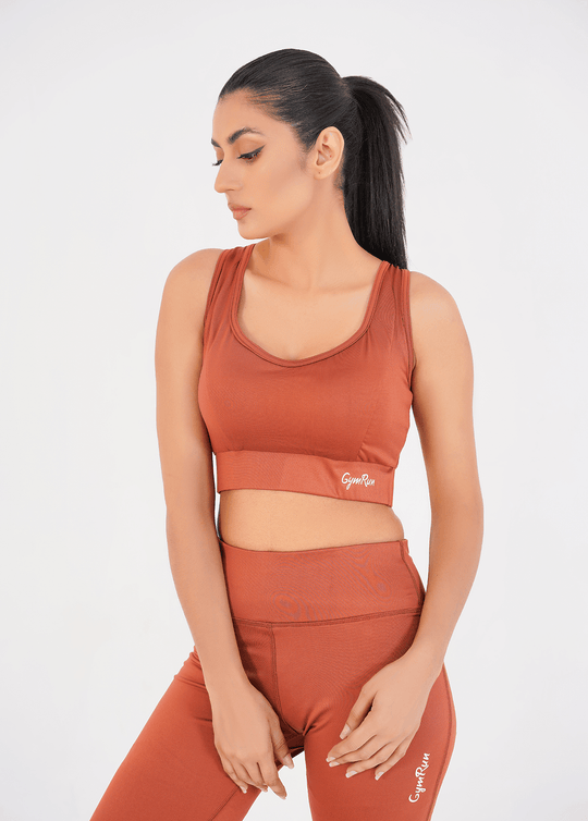 Ladies Basic Performance Sports Bra + Leggings - Intense Rust