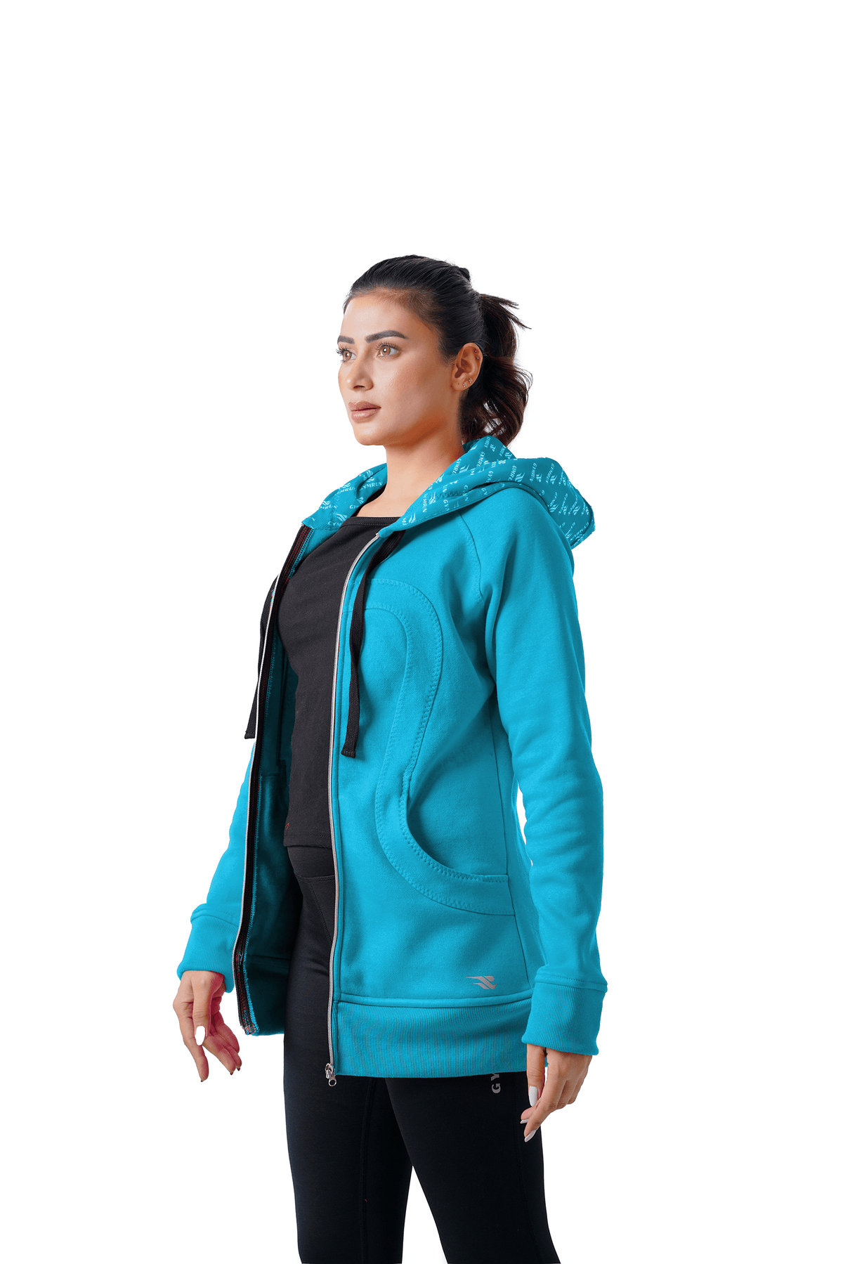 Plush Zippered Hoodie - Turqoise