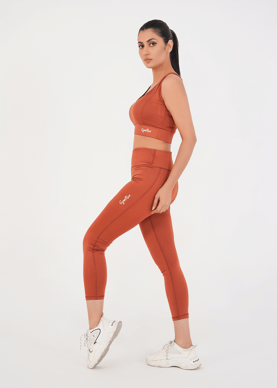 Ladies Basic Performance Sports Bra + Leggings - Intense Rust