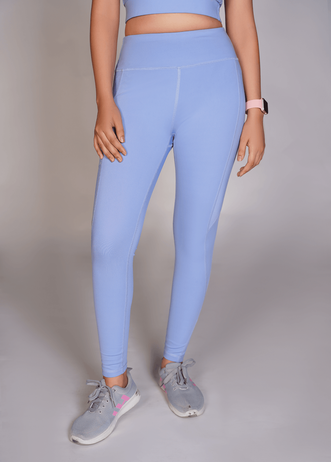 Flexi – Fit Mesh Sports (Sports Bra + Legging) with Pocket - Sky Blue