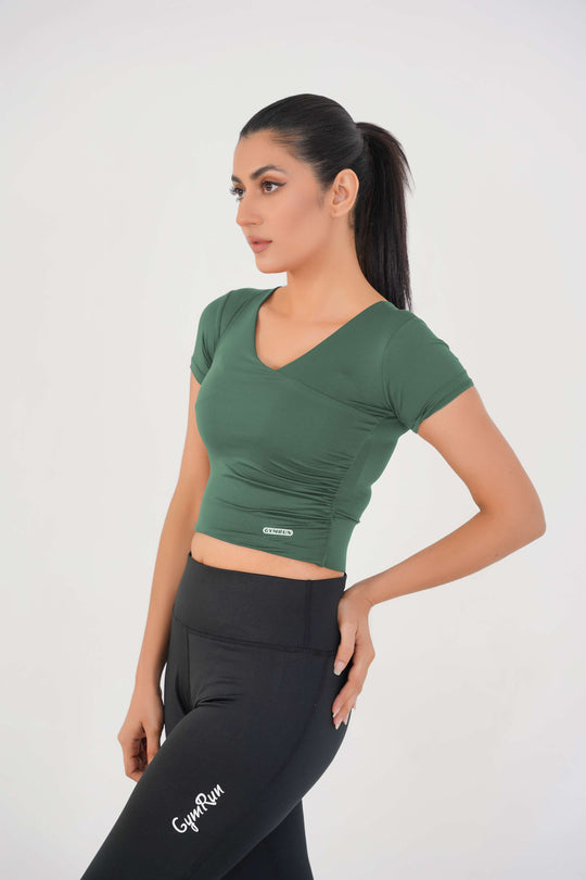 V Neck Cropped T-Shirt