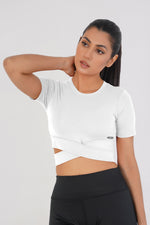 Cropped Wrap Tee - White