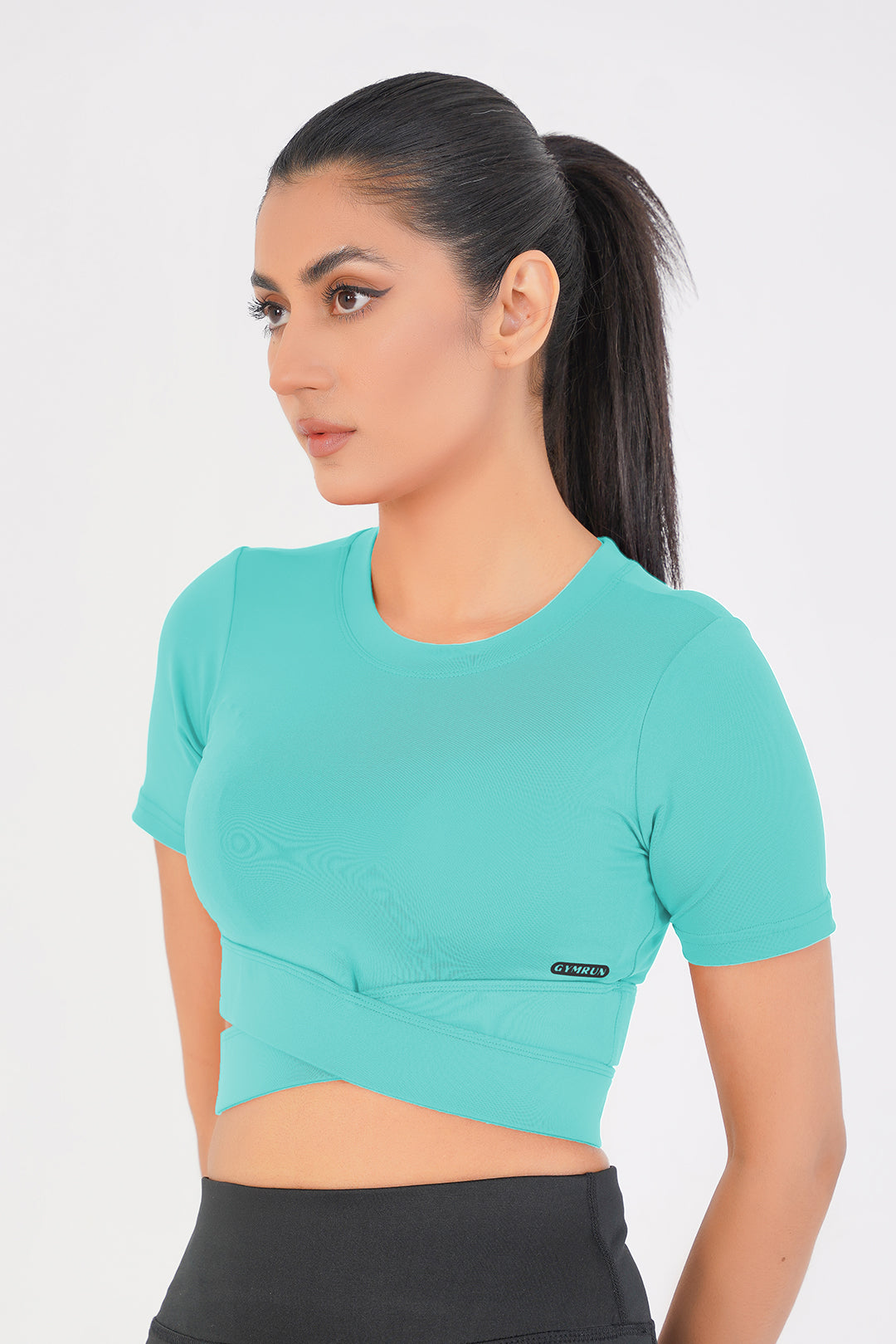 Cropped Wrap Tee - Sky Blue