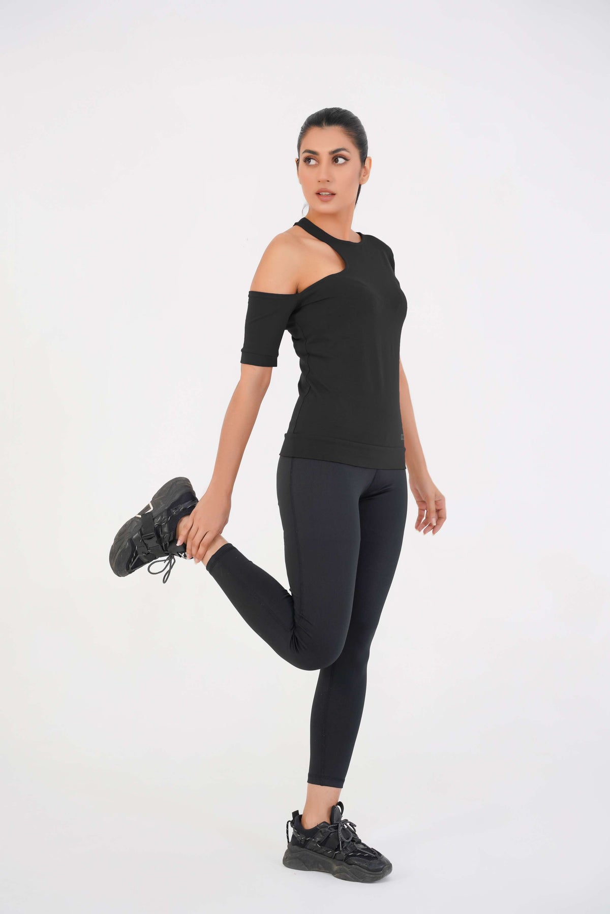 Ridge Open Shoulder Tee - Black