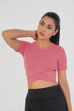 Cropped Wrap Tee - Tea Pink