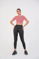 Cropped Wrap Tee - Tea Pink