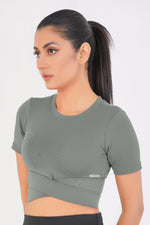 Cropped Wrap Tee - Grey