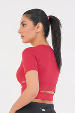 Cropped Wrap Tee - Maroon