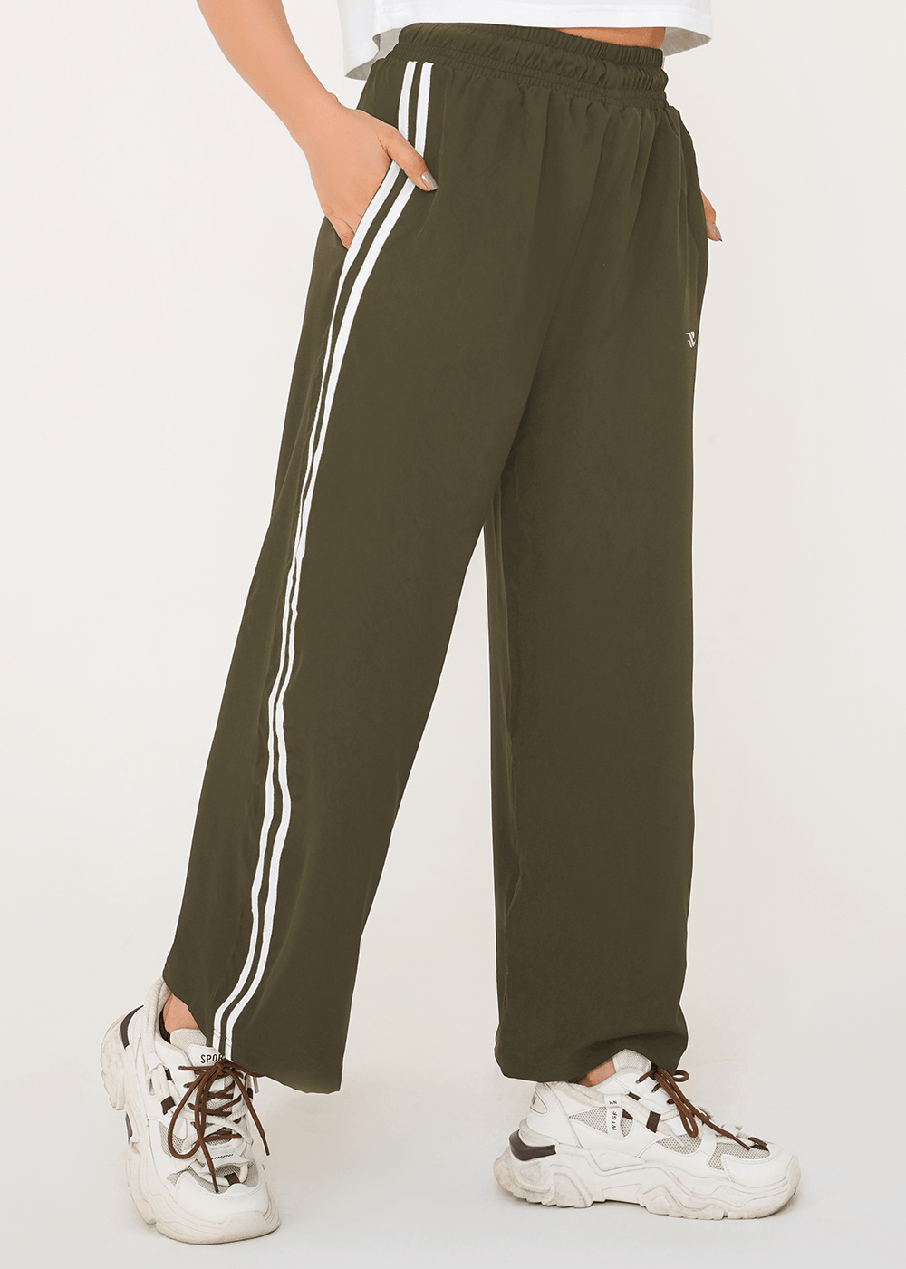 Women Velocity Stripe Trouser - Olive