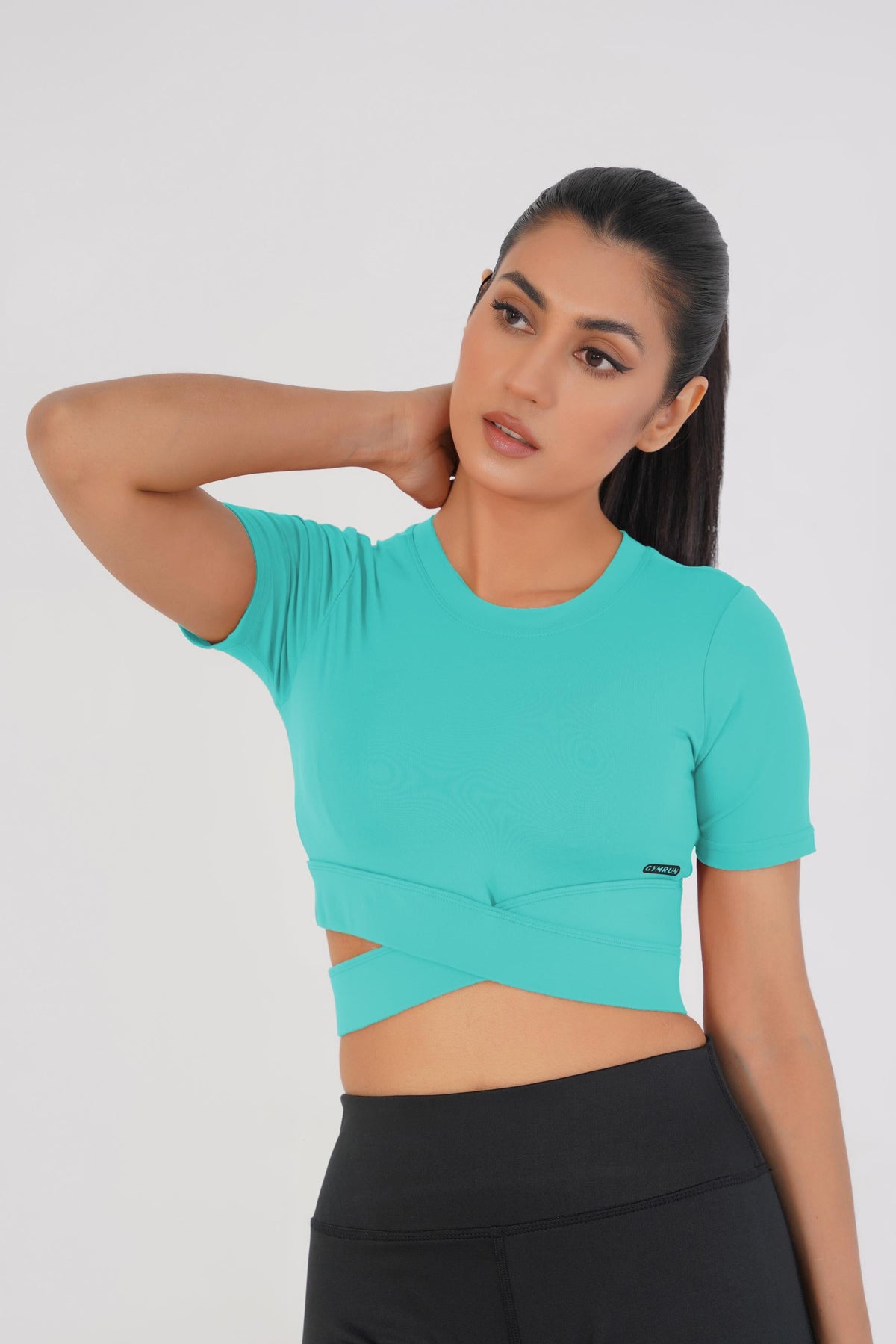 Cropped Wrap Tee - Sky Blue