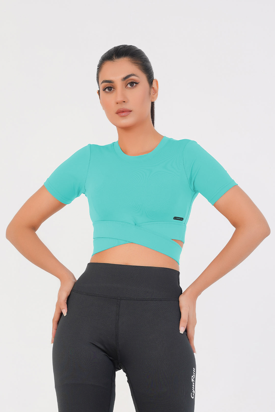 Cropped Wrap Tee - Sky Blue