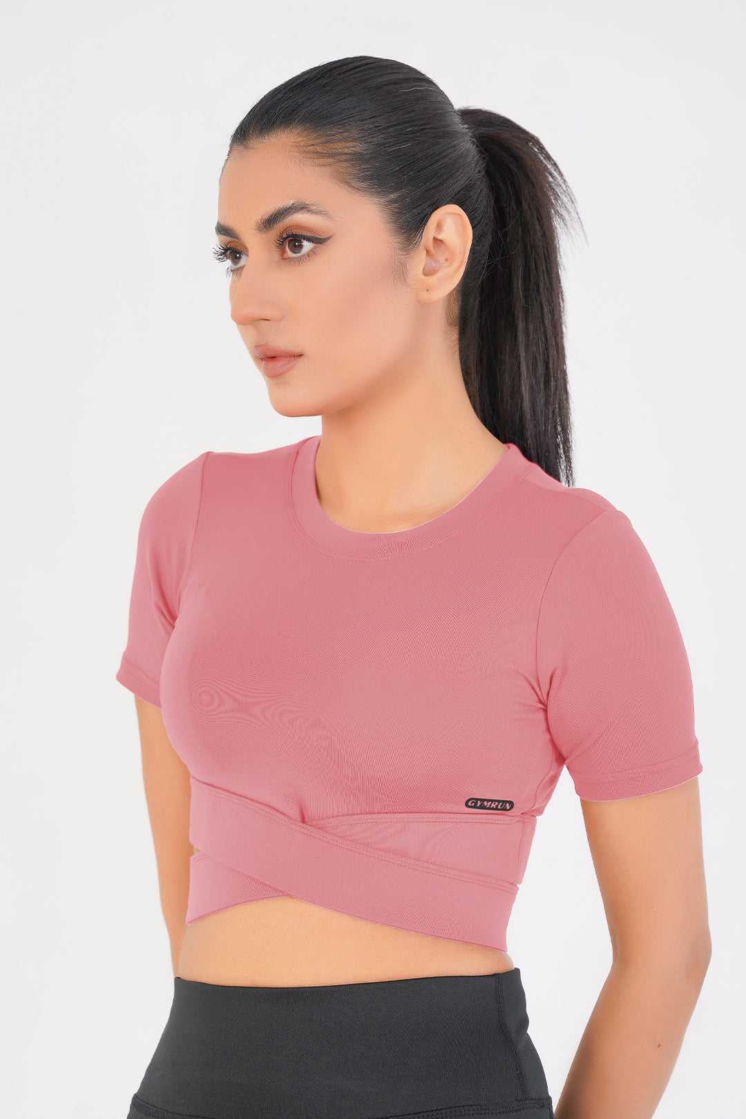 Cropped Wrap Tee - Tea Pink