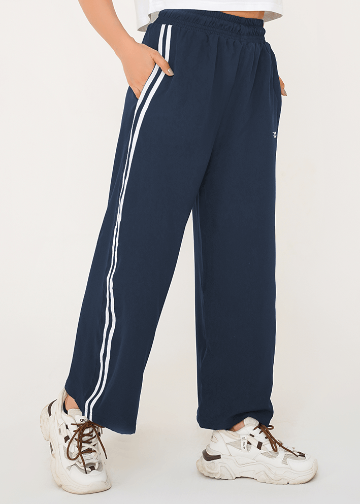 Women Velocity Stripe Trouser - Navy