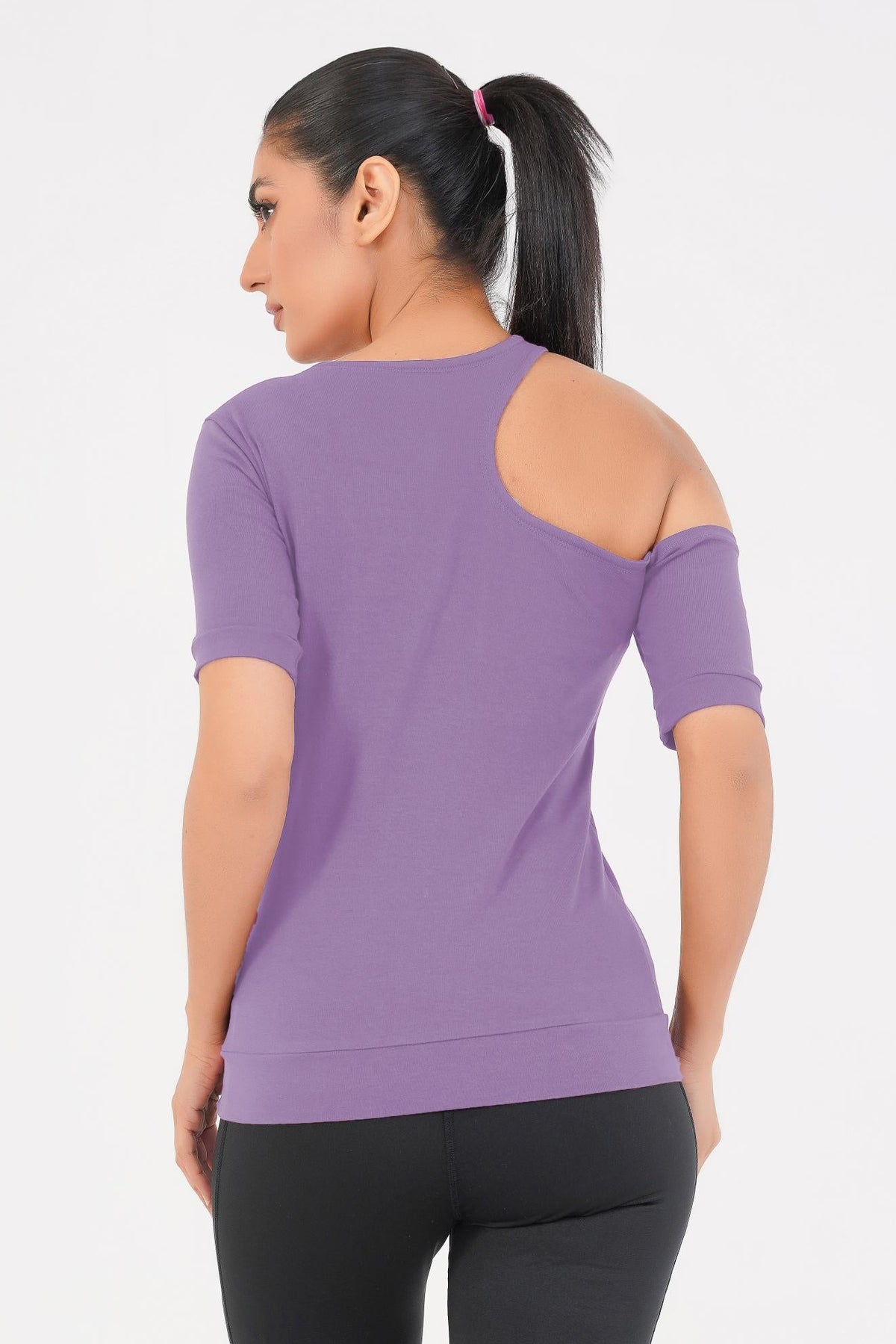 Ridge Open Shoulder Tee - Violet