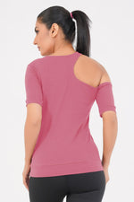 Ridge Open Shoulder Tee - Tea Pink